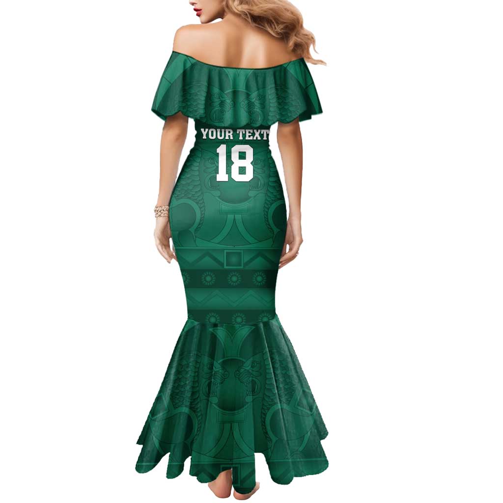 Iraq Football Custom Mermaid Dress Mesopotamian Lion Pattern