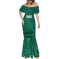 Iraq Football Custom Mermaid Dress Mesopotamian Lion Pattern