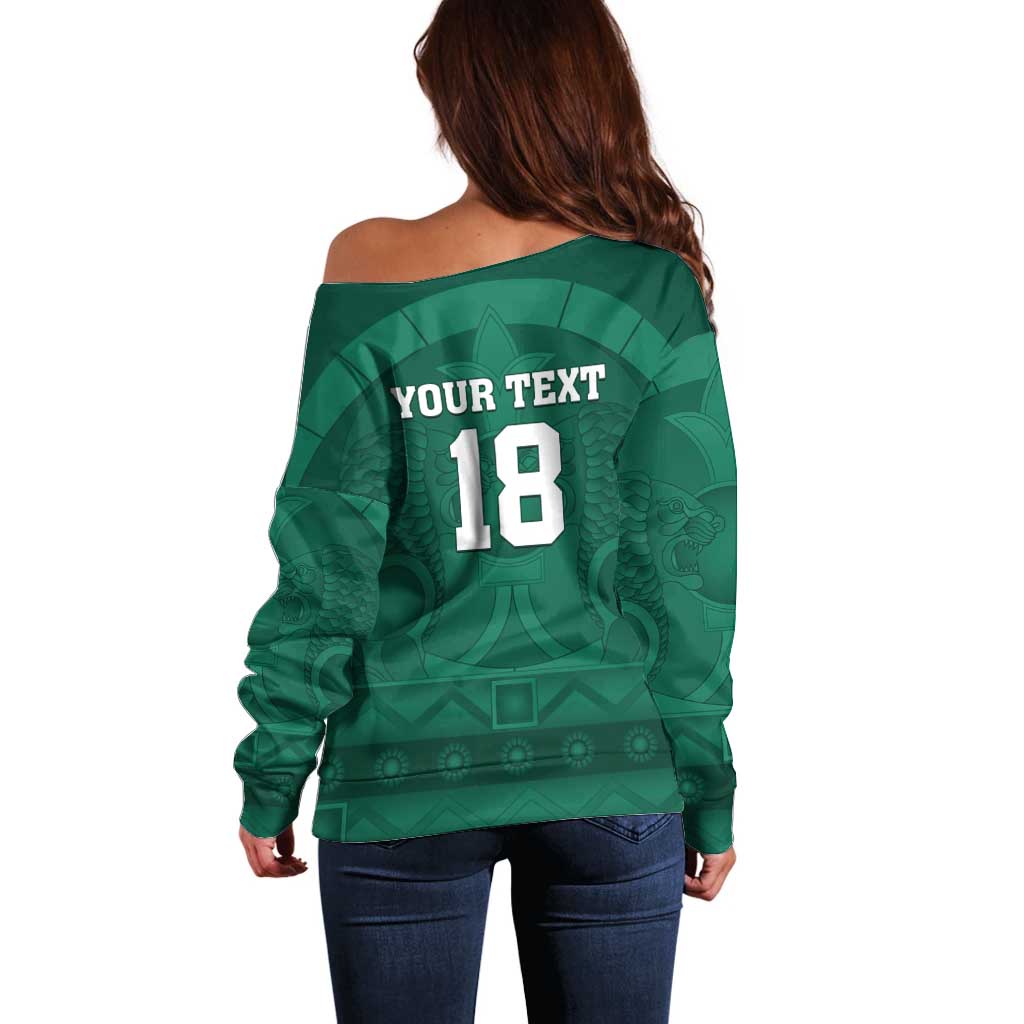 Iraq Football Custom Off Shoulder Sweater Mesopotamian Lion Pattern