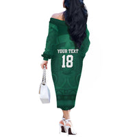 Iraq Football Custom Off The Shoulder Long Sleeve Dress Mesopotamian Lion Pattern