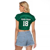 Iraq Football Custom Raglan Cropped T Shirt Mesopotamian Lion Pattern