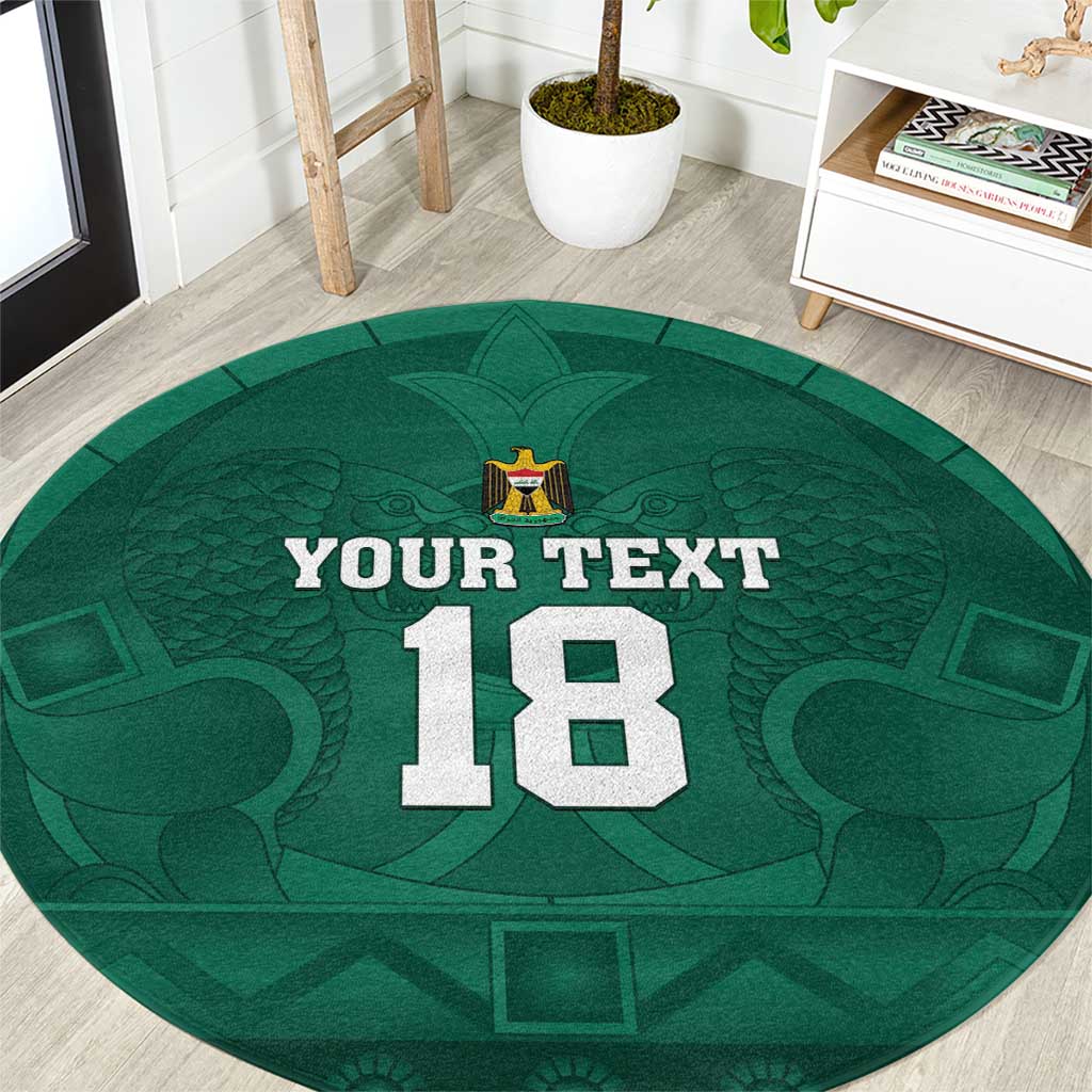 Iraq Football Custom Round Carpet Mesopotamian Lion Pattern