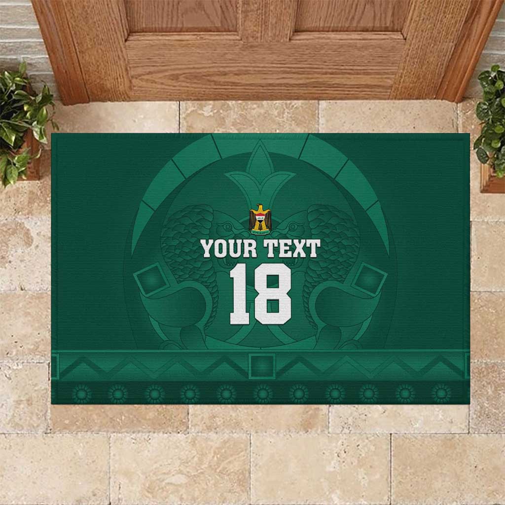 Iraq Football Custom Rubber Doormat Mesopotamian Lion Pattern