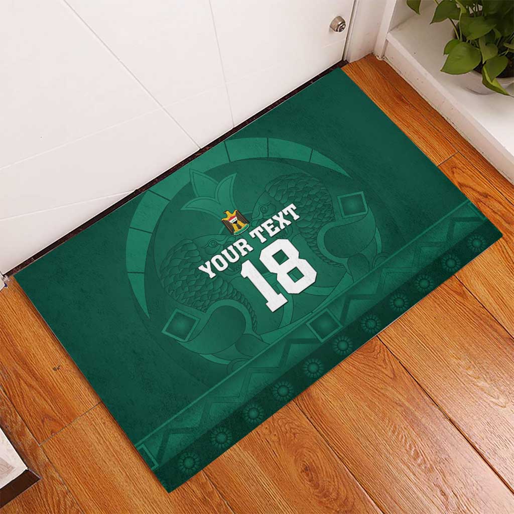 Iraq Football Custom Rubber Doormat Mesopotamian Lion Pattern
