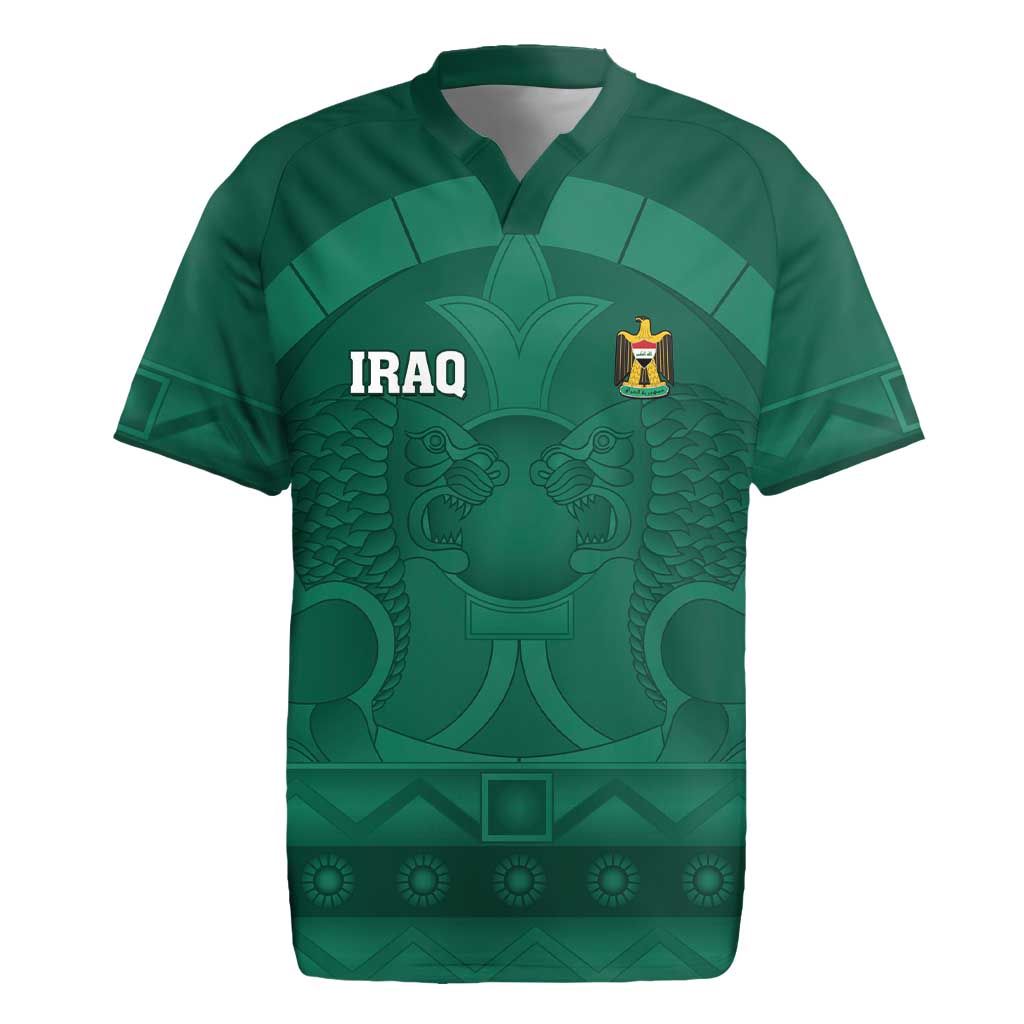 Iraq Football Custom Rugby Jersey Mesopotamian Lion Pattern