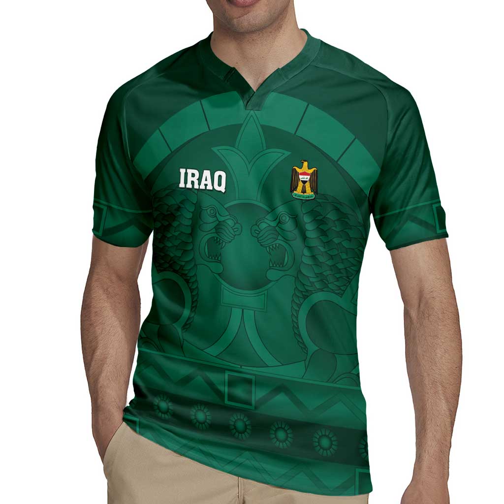 Iraq Football Custom Rugby Jersey Mesopotamian Lion Pattern