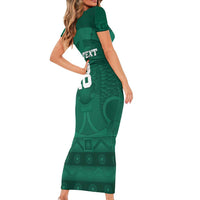 Iraq Football Custom Short Sleeve Bodycon Dress Mesopotamian Lion Pattern