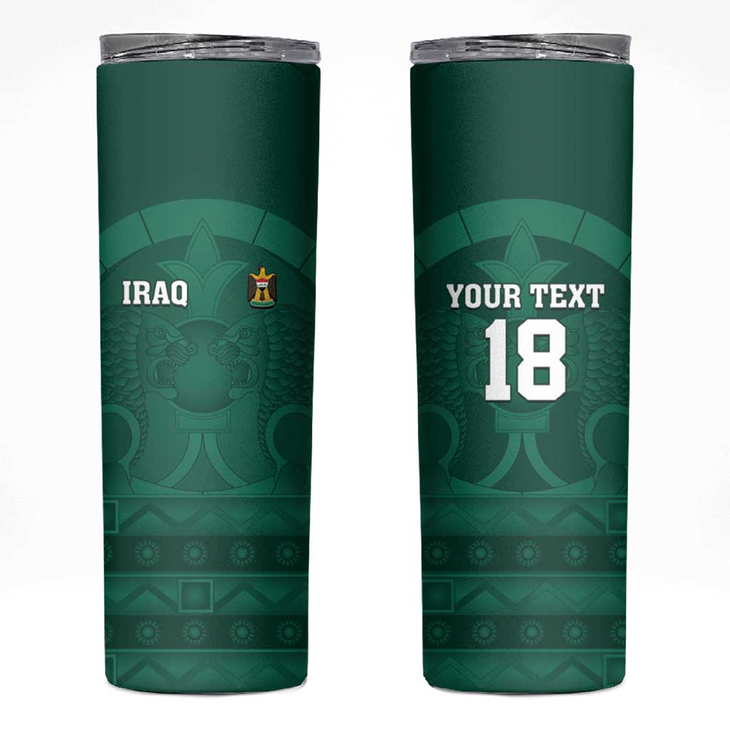 Iraq Football Custom Skinny Tumbler Mesopotamian Lion Pattern