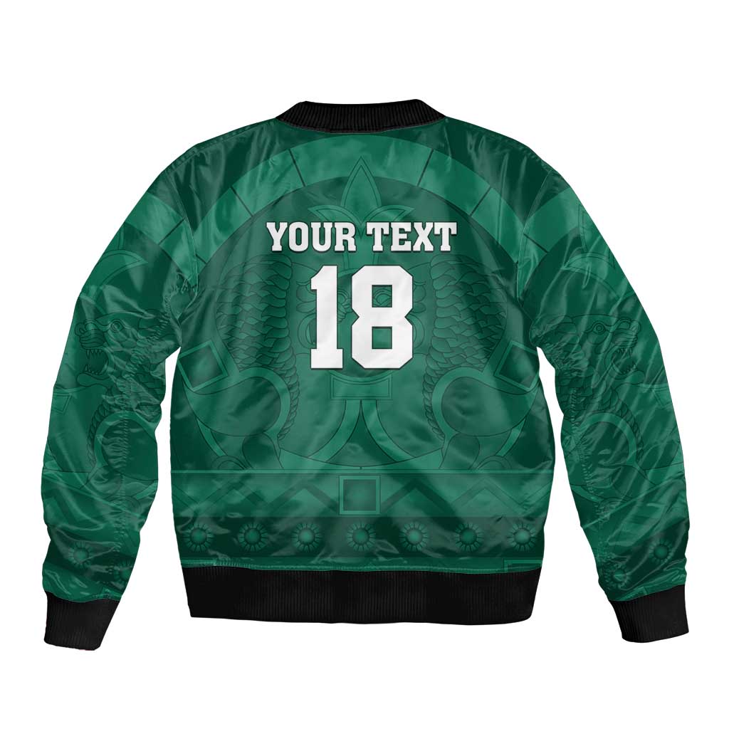 Iraq Football Custom Sleeve Zip Bomber Jacket Mesopotamian Lion Pattern
