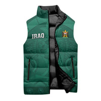 Iraq Football Custom Sleeveless Puffer Jacket Mesopotamian Lion Pattern