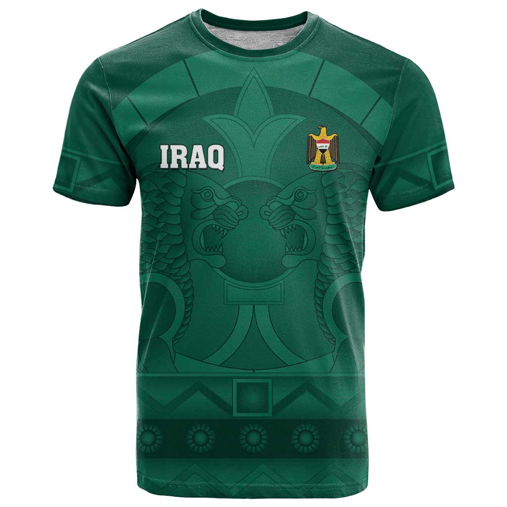 Iraq Football Custom T Shirt Mesopotamian Lion Pattern