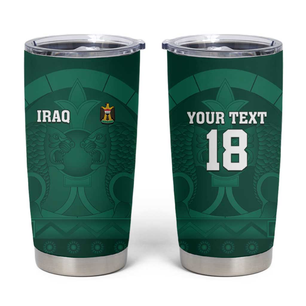 Iraq Football Custom Tumbler Cup Mesopotamian Lion Pattern