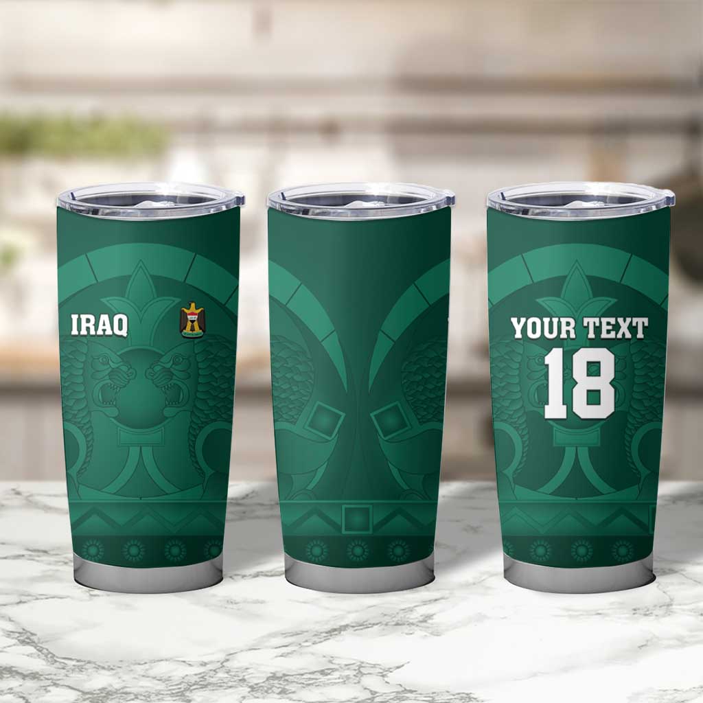 Iraq Football Custom Tumbler Cup Mesopotamian Lion Pattern