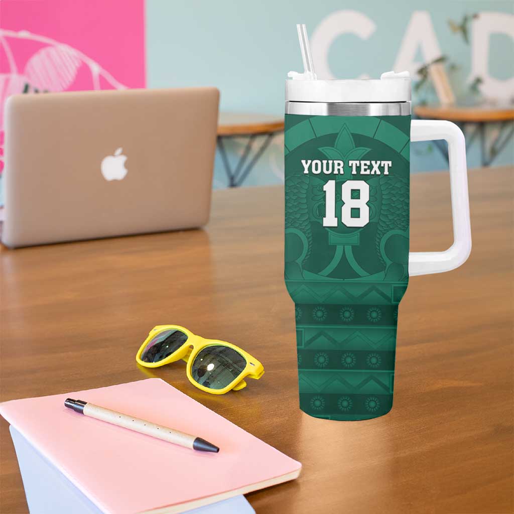 Iraq Football Custom Tumbler With Handle Mesopotamian Lion Pattern