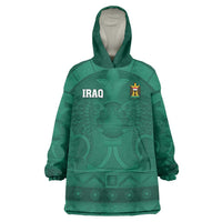 Iraq Football Custom Wearable Blanket Hoodie Mesopotamian Lion Pattern