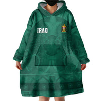 Iraq Football Custom Wearable Blanket Hoodie Mesopotamian Lion Pattern