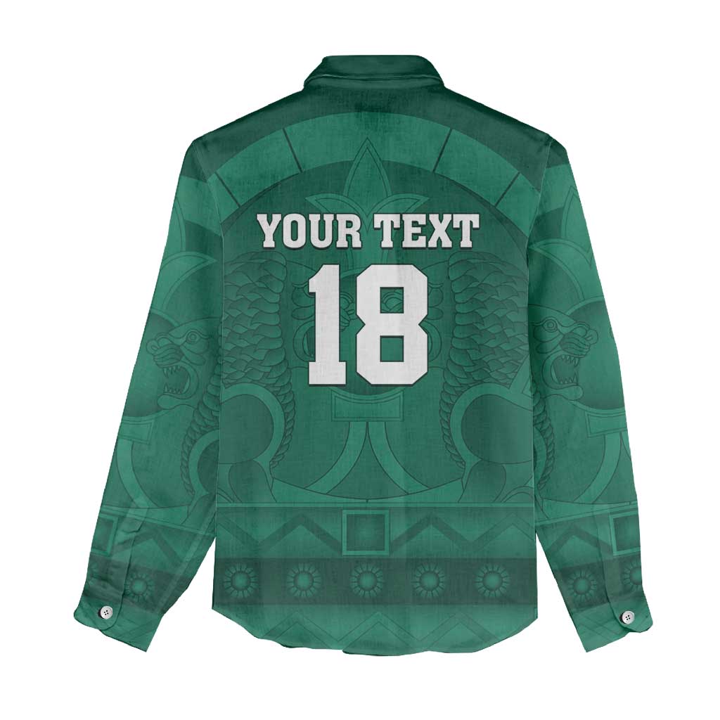 Iraq Football Custom Women Casual Shirt Mesopotamian Lion Pattern