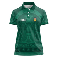 Iraq Football Custom Women Polo Shirt Mesopotamian Lion Pattern