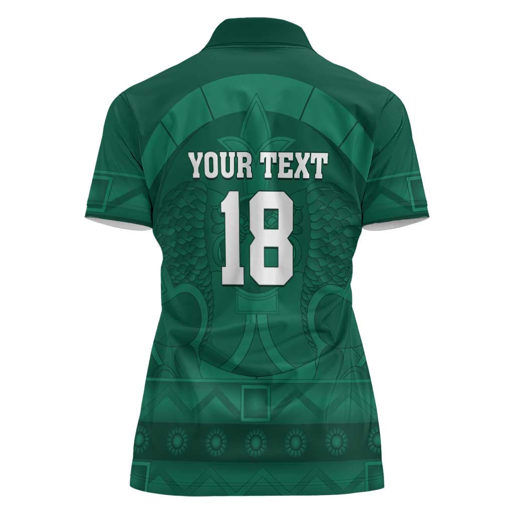 Iraq Football Custom Women Polo Shirt Mesopotamian Lion Pattern