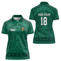 Iraq Football Custom Women Polo Shirt Mesopotamian Lion Pattern