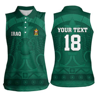 Iraq Football Custom Women Sleeveless Polo Shirt Mesopotamian Lion Pattern