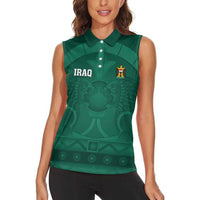 Iraq Football Custom Women Sleeveless Polo Shirt Mesopotamian Lion Pattern