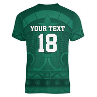 Iraq Football Custom Women V-Neck T-Shirt Mesopotamian Lion Pattern