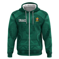 Iraq Football Custom Zip Hoodie Mesopotamian Lion Pattern