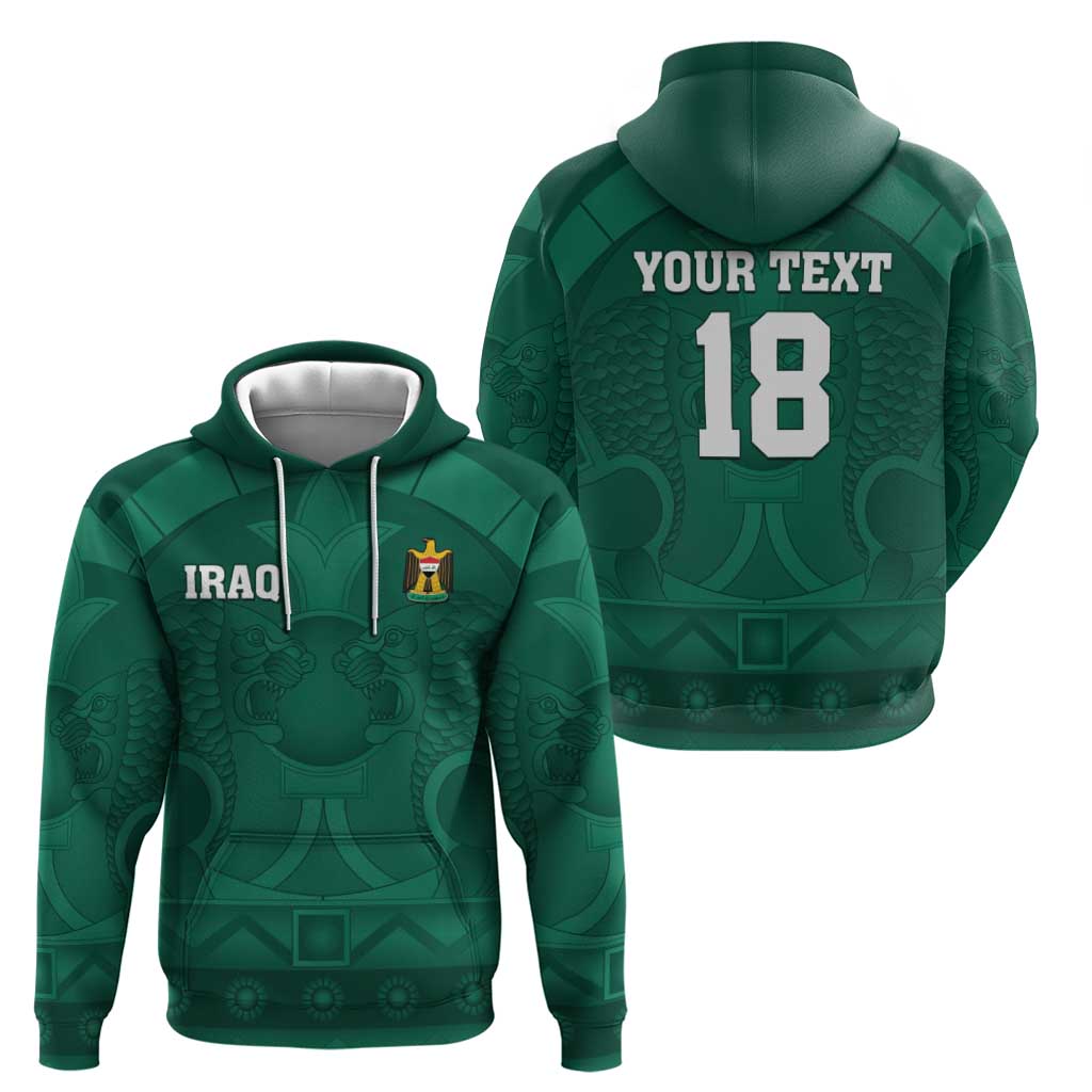 Iraq Football Custom Zip Hoodie Mesopotamian Lion Pattern