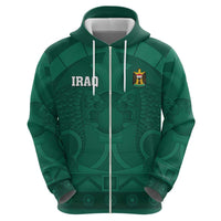 Iraq Football Custom Zip Hoodie Mesopotamian Lion Pattern