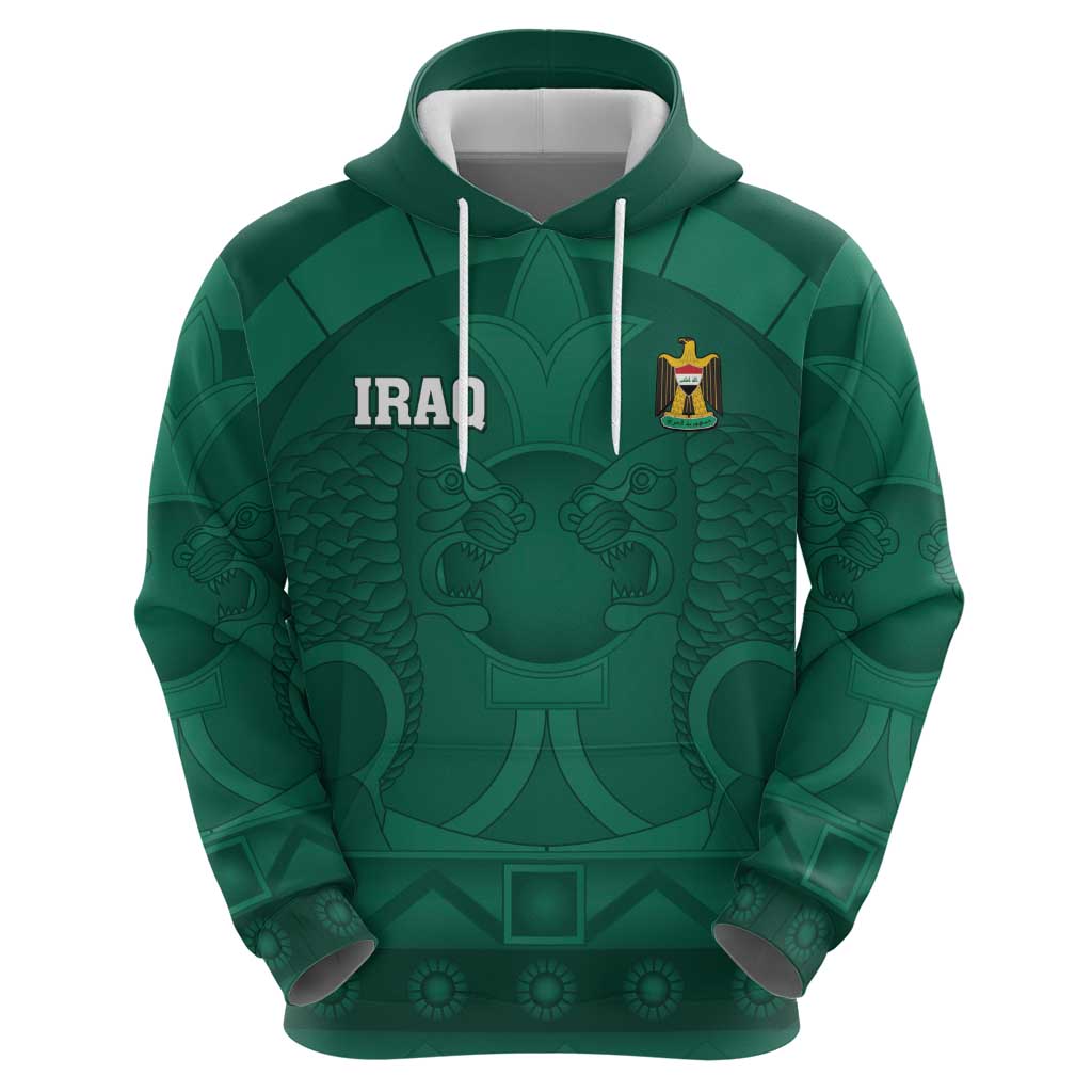 Iraq Football Custom Zip Hoodie Mesopotamian Lion Pattern