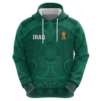 Iraq Football Custom Zip Hoodie Mesopotamian Lion Pattern