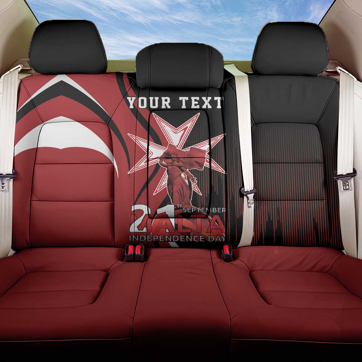 Personalized Malta Independence Day Back Car Seat Cover Maltese Cross With Independence Monument
