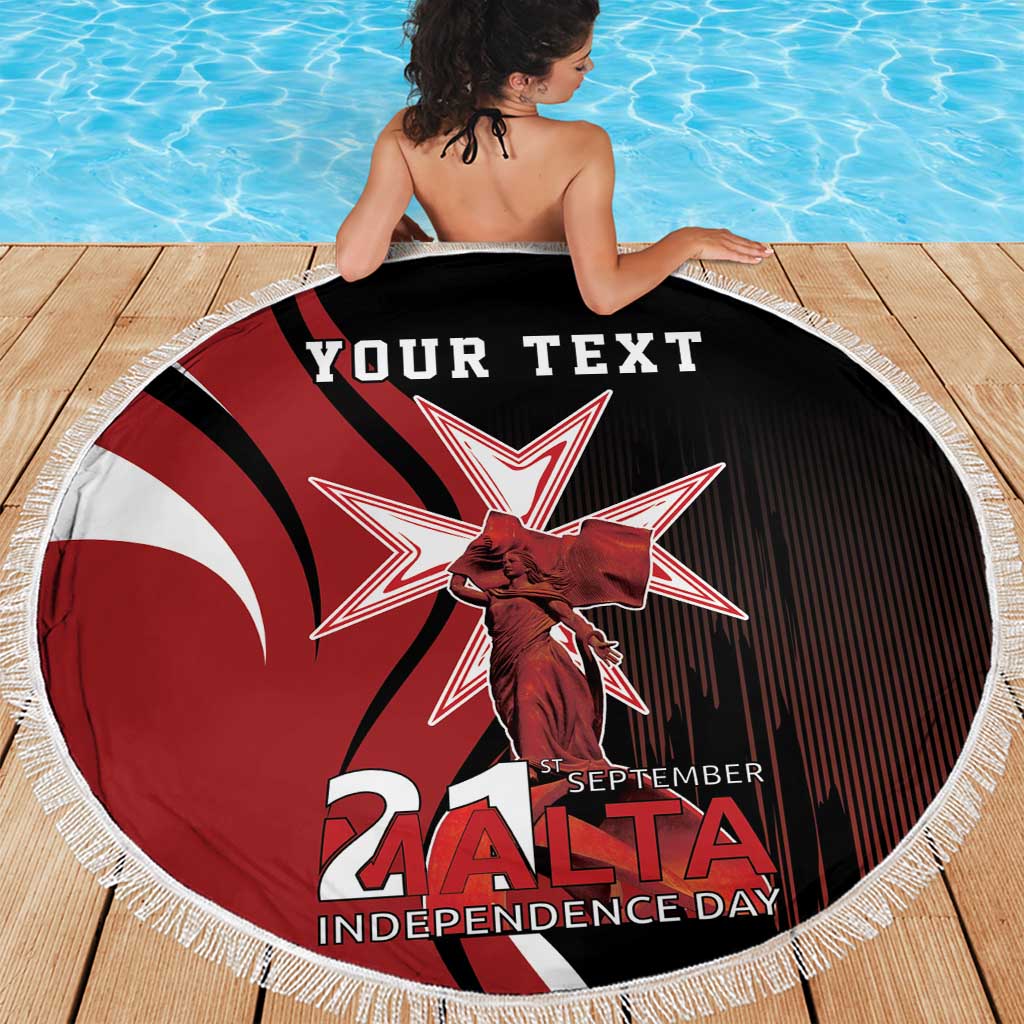 Personalized Malta Independence Day Beach Blanket Maltese Cross With Independence Monument