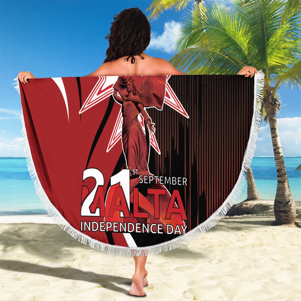 Personalized Malta Independence Day Beach Blanket Maltese Cross With Independence Monument