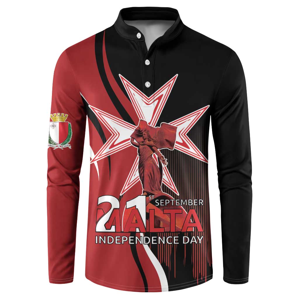 Personalized Malta Independence Day Button Sweatshirt Maltese Cross With Independence Monument