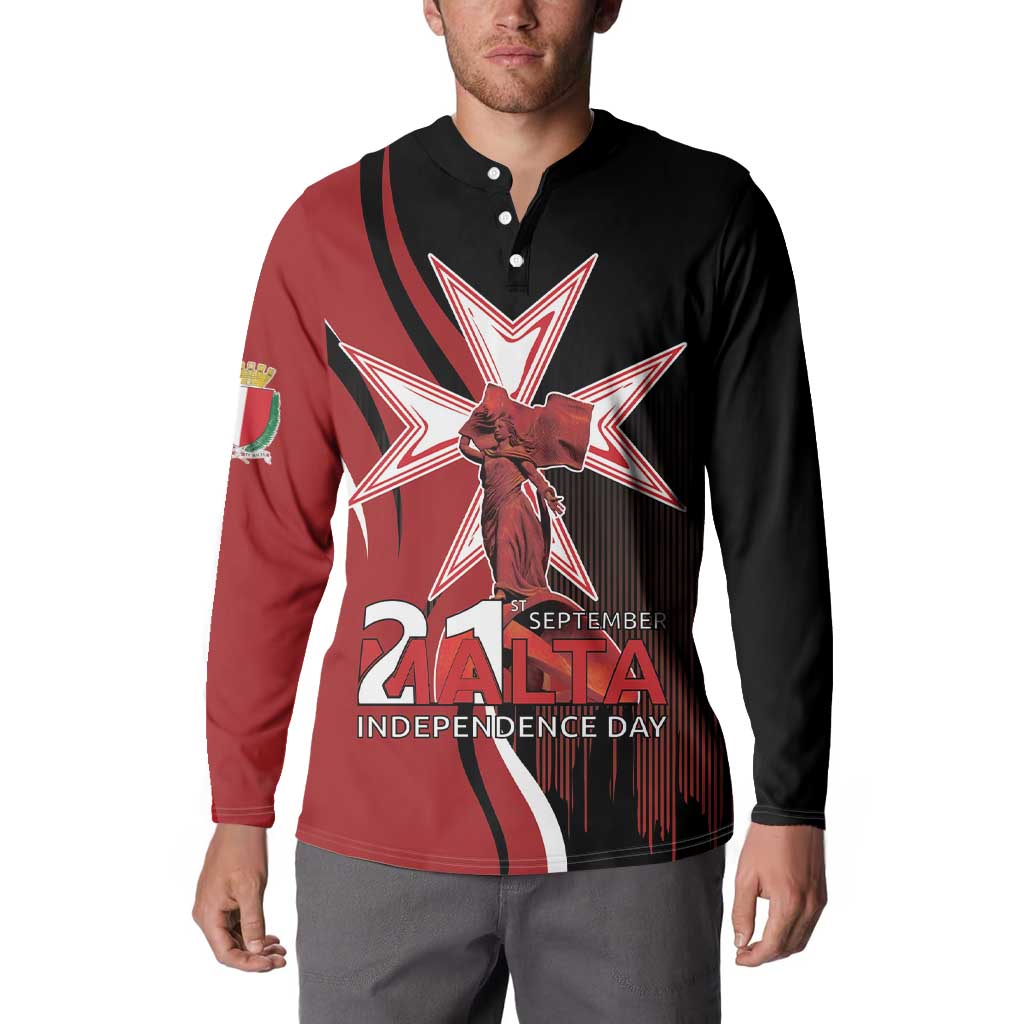 Personalized Malta Independence Day Button Sweatshirt Maltese Cross With Independence Monument