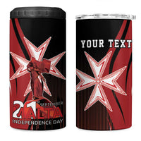 Personalized Malta Independence Day 4 in 1 Can Cooler Tumbler Maltese Cross With Independence Monument