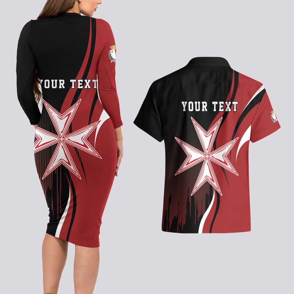 Personalized Malta Independence Day Couples Matching Long Sleeve Bodycon Dress and Hawaiian Shirt Maltese Cross With Independence Monument