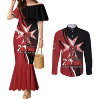 Personalized Malta Independence Day Couples Matching Mermaid Dress and Long Sleeve Button Shirt Maltese Cross With Independence Monument