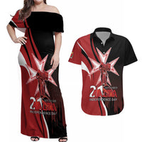 Personalized Malta Independence Day Couples Matching Off Shoulder Maxi Dress and Hawaiian Shirt Maltese Cross With Independence Monument