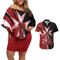 Personalized Malta Independence Day Couples Matching Off Shoulder Short Dress and Hawaiian Shirt Maltese Cross With Independence Monument
