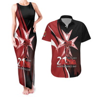 Personalized Malta Independence Day Couples Matching Tank Maxi Dress and Hawaiian Shirt Maltese Cross With Independence Monument