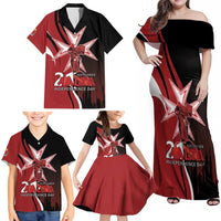 Personalized Malta Independence Day Family Matching Off Shoulder Maxi Dress and Hawaiian Shirt Maltese Cross With Independence Monument