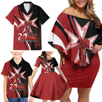 Personalized Malta Independence Day Family Matching Off Shoulder Short Dress and Hawaiian Shirt Maltese Cross With Independence Monument