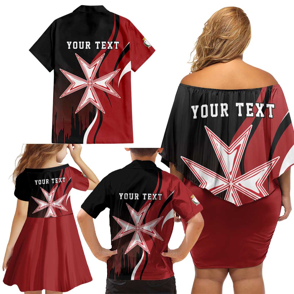 Personalized Malta Independence Day Family Matching Off Shoulder Short Dress and Hawaiian Shirt Maltese Cross With Independence Monument