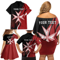 Personalized Malta Independence Day Family Matching Off Shoulder Short Dress and Hawaiian Shirt Maltese Cross With Independence Monument