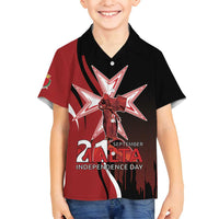 Personalized Malta Independence Day Family Matching Off Shoulder Short Dress and Hawaiian Shirt Maltese Cross With Independence Monument