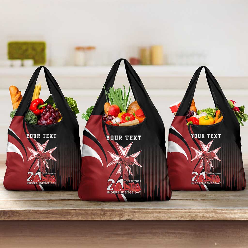 Personalized Malta Independence Day Grocery Bag Maltese Cross With Independence Monument