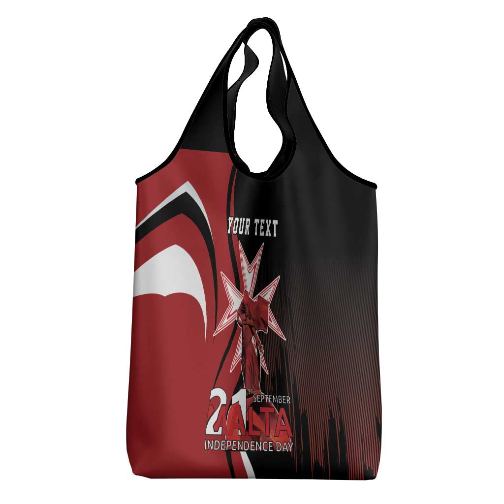 Personalized Malta Independence Day Grocery Bag Maltese Cross With Independence Monument